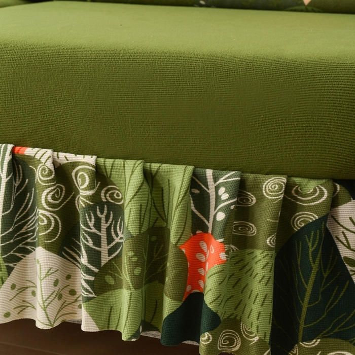 91家纺网 家纺一手货源 找家纺 千彤沙发垫 2024新款裙边款-高精密雪尼尔沙发垫 绿色-组合1