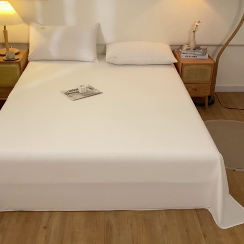 91家纺网 家纺一手货源 找家纺 AB家纺 2024新款A类40支水洗全棉床单三件套 米月白