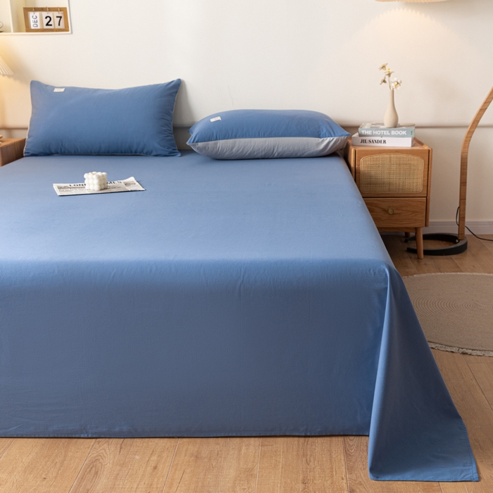 91家纺网 家纺一手货源 找家纺 AB家纺 2024新款A类40支水洗全棉床单三件套 宾利蓝