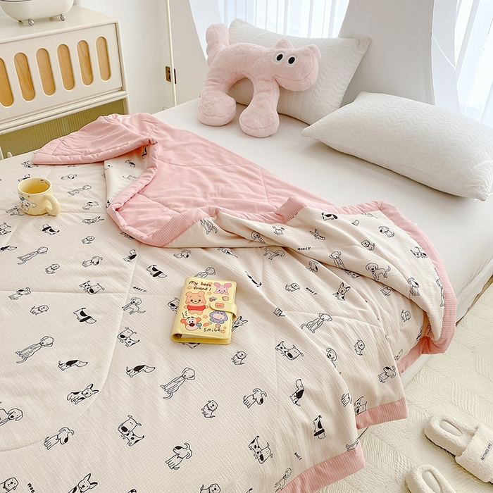 91家纺网 家纺一手货源 找家纺 金麦 2024新款A类有氧提花泡泡棉夏被 班尼狗