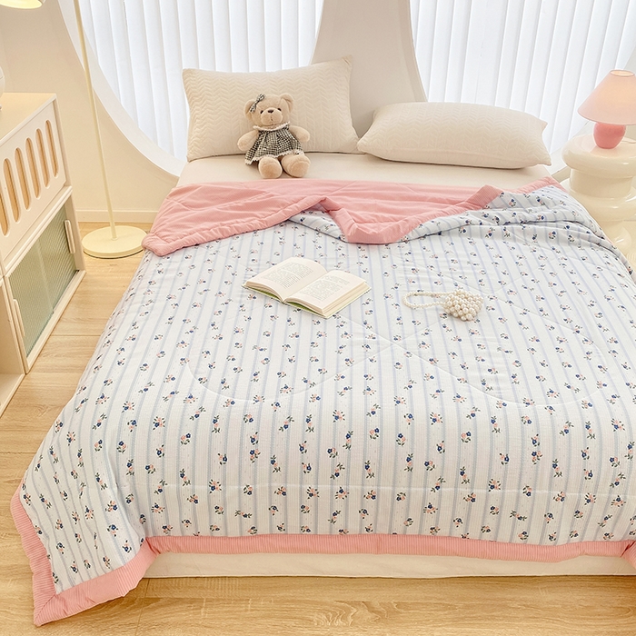 91家纺网 家纺一手货源 找家纺 金麦 2024新款A类有氧提花泡泡棉夏被 知忆