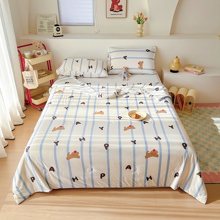 木堇家居 2024新款10%大豆纤维针织棉夏被 字母狗狗