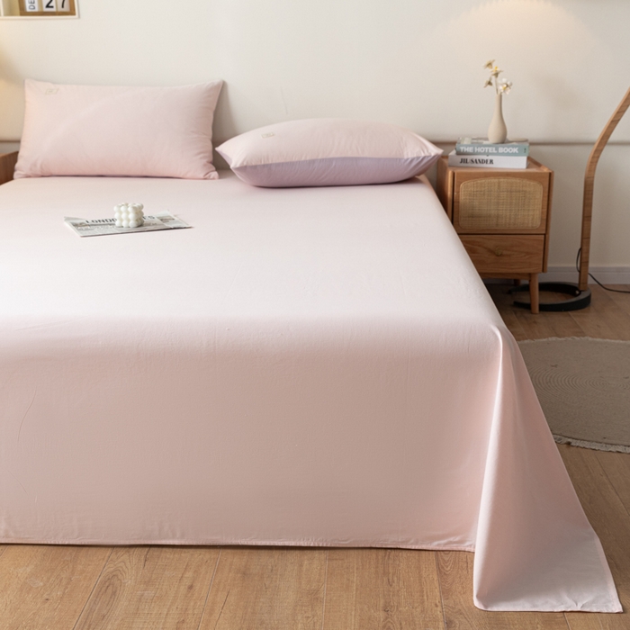 91家纺网 家纺一手货源 找家纺 AB家纺 2024新款A类40支水洗全棉床单三件套 微微粉