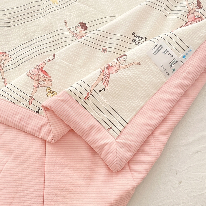 91家纺网 家纺一手货源 找家纺 金麦 2024新款A类有氧提花泡泡棉夏被 芭蕾女孩