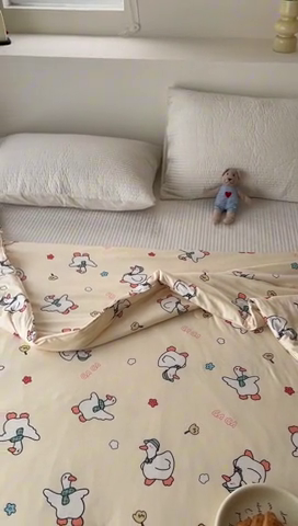 91家纺网 家纺一手货源 找家纺 木堇家居 2024新款10%大豆纤维针织棉夏被 开心鸭鸭