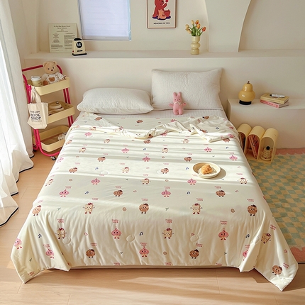 木堇家居 2024新款10%大豆纤维针织棉夏被 曲奇饼干