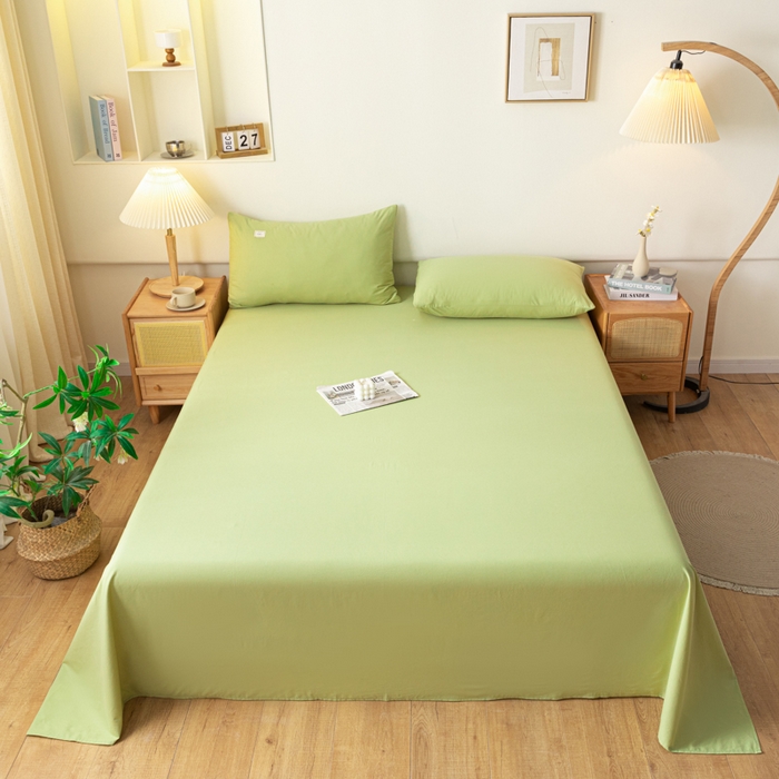 91家纺网 家纺一手货源 找家纺 AB家纺 2024新款A类40支水洗全棉床单三件套 橄榄绿