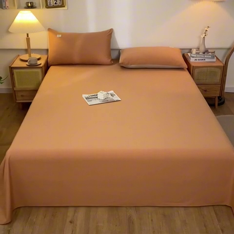 91家纺网 家纺一手货源 找家纺 AB家纺 2024新款A类40支水洗全棉床单三件套 西柚