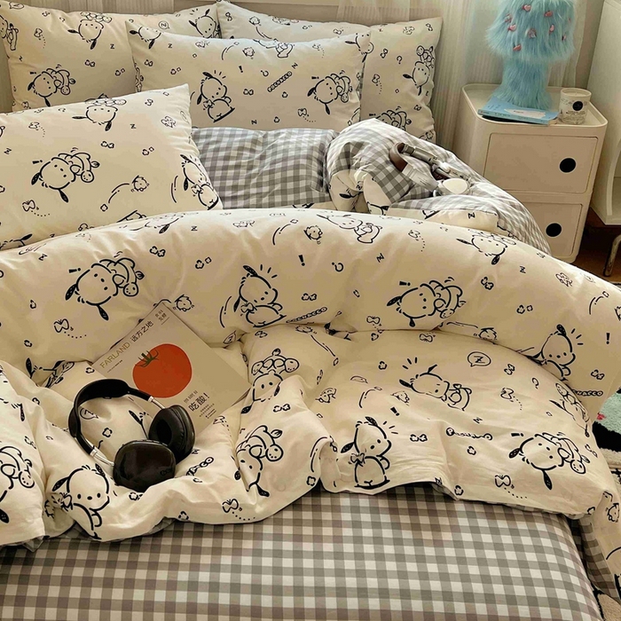 91家纺网 家纺一手货源 找家纺 星座家纺 2025新款40s全棉卡通印花四件套 开心帕恰狗