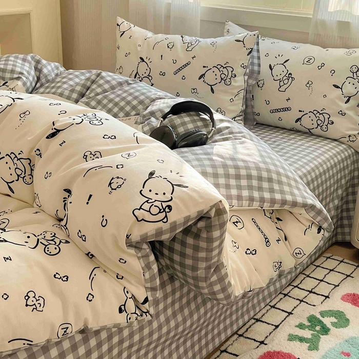 91家纺网 家纺一手货源 找家纺 星座家纺 2025新款40s全棉卡通印花四件套 开心帕恰狗