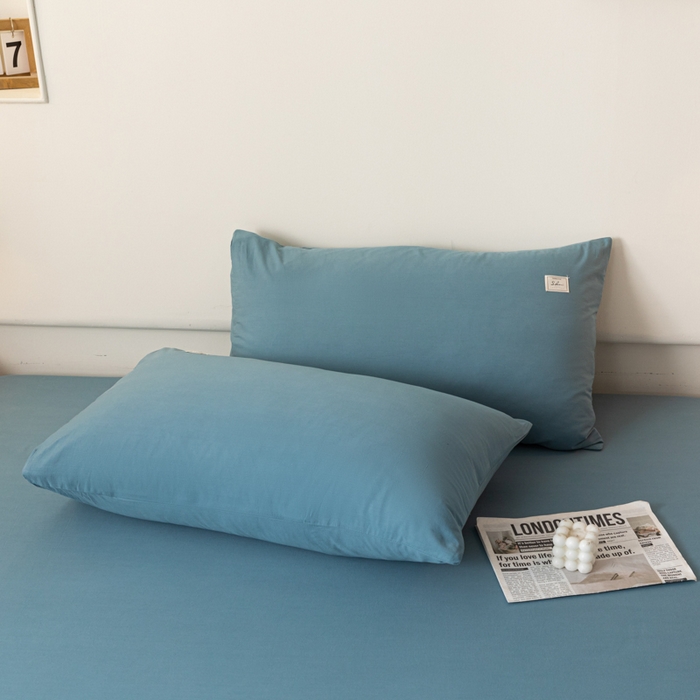 91家纺网 家纺一手货源 找家纺 AB家纺 2024新款A类40支水洗全棉床单三件套 水天蓝