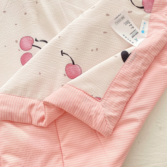 91家纺网 家纺一手货源 找家纺 金麦 2024新款A类有氧提花泡泡棉夏被 粉樱桃