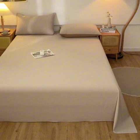 91家纺网 家纺一手货源 找家纺 AB家纺 2024新款A类40支水洗全棉床单三件套 卡其