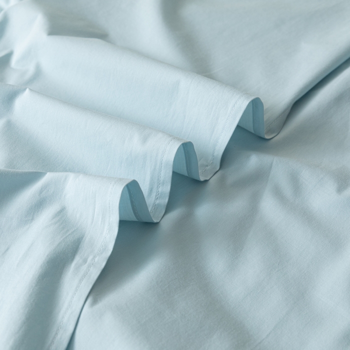 91家纺网 家纺一手货源 找家纺 AB家纺 2024新款A类40支水洗全棉床单三件套 天空蓝