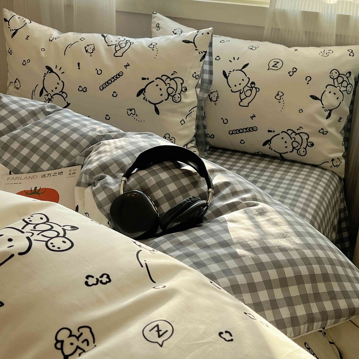 91家纺网 家纺一手货源 找家纺 星座家纺 2025新款40s全棉卡通印花四件套 开心帕恰狗