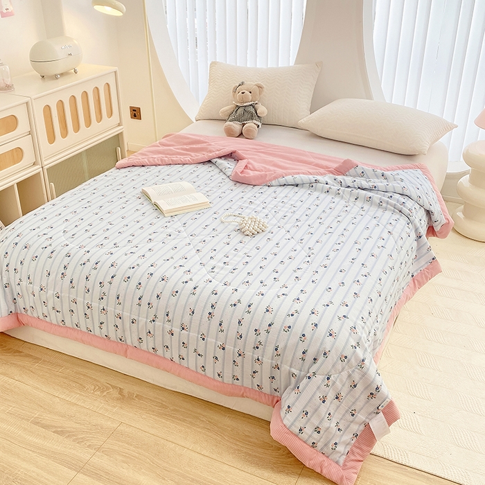 91家纺网 家纺一手货源 找家纺 金麦 2024新款A类有氧提花泡泡棉夏被 知忆