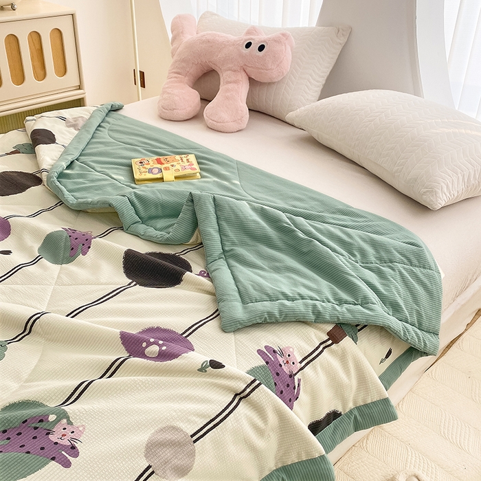 91家纺网 家纺一手货源 找家纺 金麦 2024新款A类有氧提花泡泡棉夏被 菲菲兔