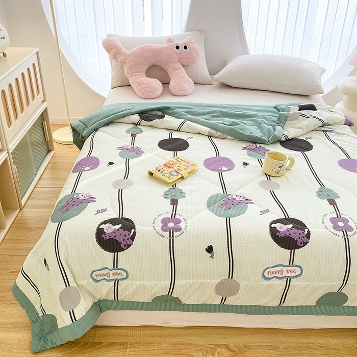 91家纺网 家纺一手货源 找家纺 金麦 2024新款A类有氧提花泡泡棉夏被 菲菲兔