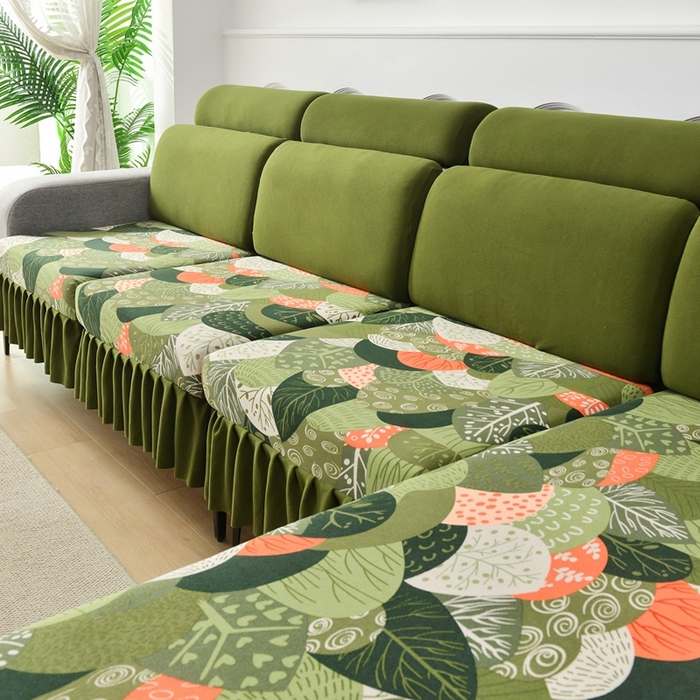 91家纺网 家纺一手货源 找家纺 千彤沙发垫 2024新款裙边款-高精密雪尼尔沙发垫 森林派对 -组合2