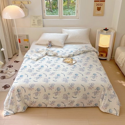 木堇家居 2024新款10%大豆纤维针织棉夏被 晚安兔兔