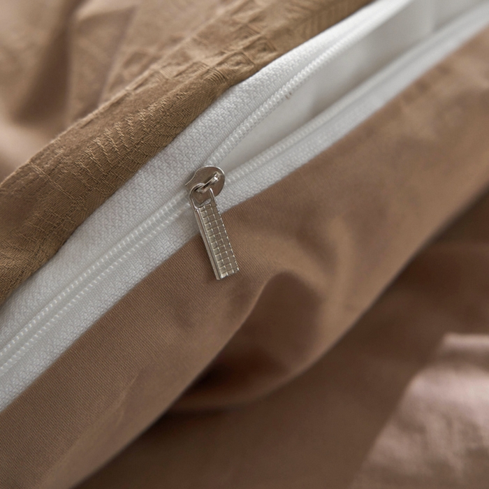 91家纺网 家纺一手货源 找家纺 AB家纺 2024新款全棉华夫格四件套 四叶草-咖