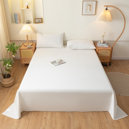 91家纺网 家纺一手货源 找家纺 AB家纺 2024新款A类40支水洗全棉床单三件套 米月白