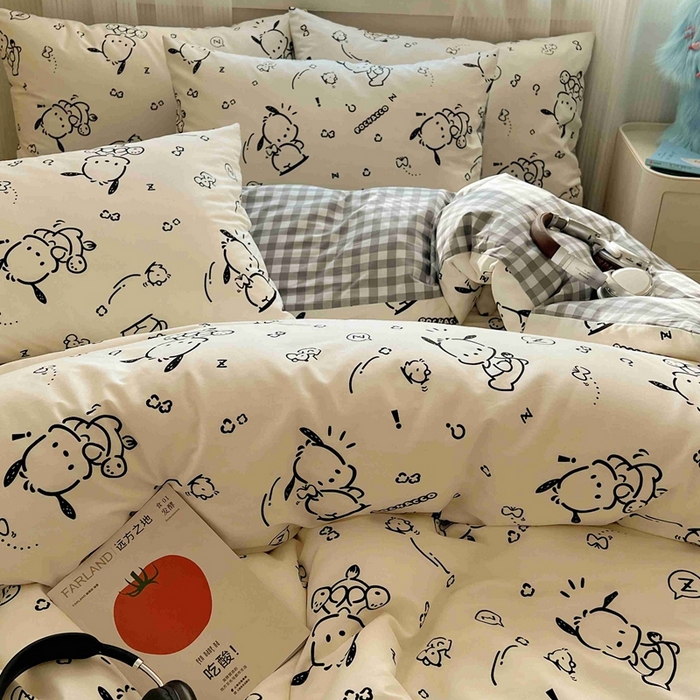 91家纺网 家纺一手货源 找家纺 星座家纺 2025新款40s全棉卡通印花四件套 开心帕恰狗