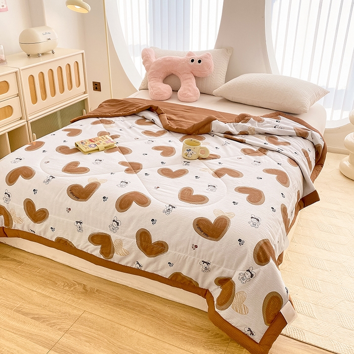 91家纺网 家纺一手货源 找家纺 金麦 2024新款A类有氧提花泡泡棉夏被 甜心