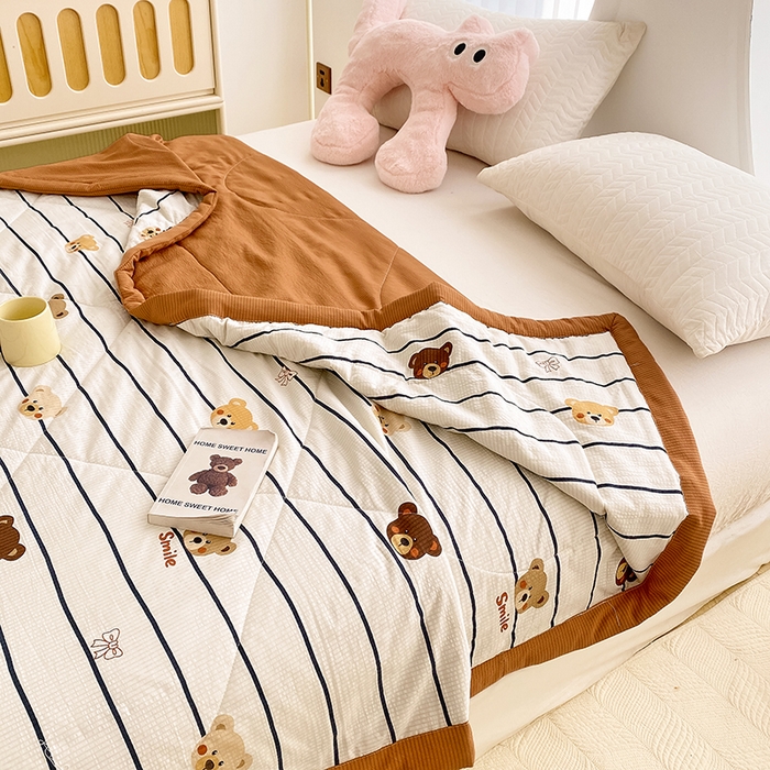 91家纺网 家纺一手货源 找家纺 金麦 2024新款A类有氧提花泡泡棉夏被 公仔