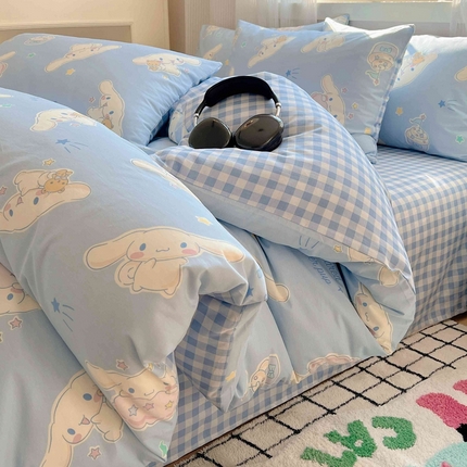 91家纺网 家纺一手货源 找家纺 星座家纺 2025新款40s全棉卡通印花四件套 星星玉桂狗