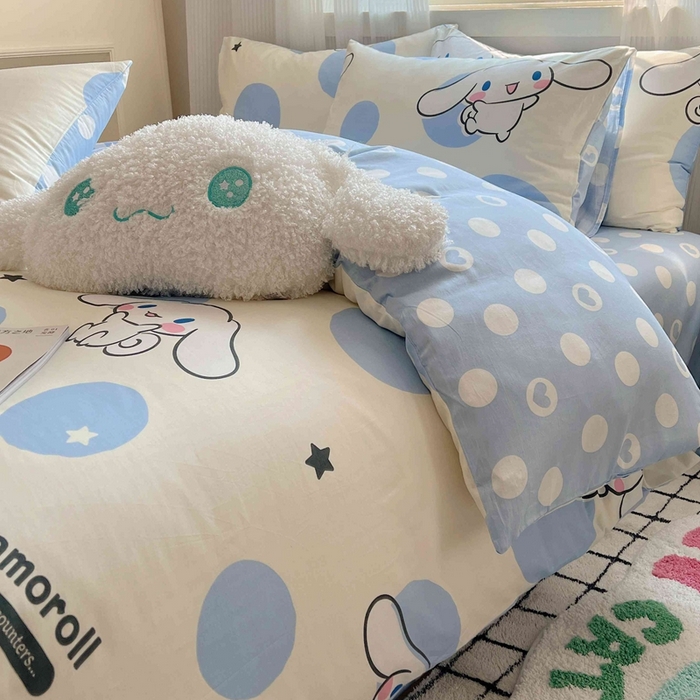 91家纺网 家纺一手货源 找家纺 星座家纺 2025新款40s全棉卡通印花四件套 泡泡玉桂狗