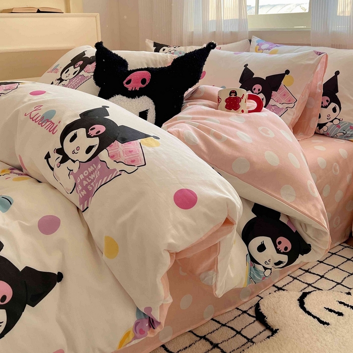 91家纺网 家纺一手货源 找家纺 星座家纺 2025新款40s全棉卡通印花四件套 甜心库洛米