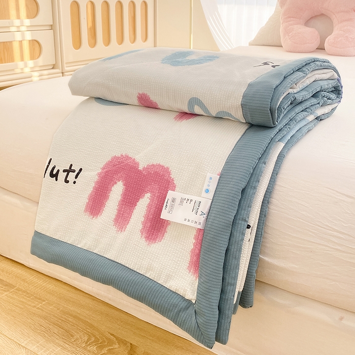 91家纺网 家纺一手货源 找家纺 金麦 2024新款A类有氧提花泡泡棉夏被 七彩兔