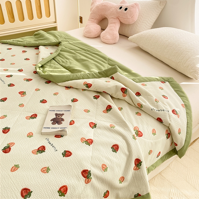 91家纺网 家纺一手货源 找家纺 金麦 2024新款A类有氧提花泡泡棉夏被 每日鲜红