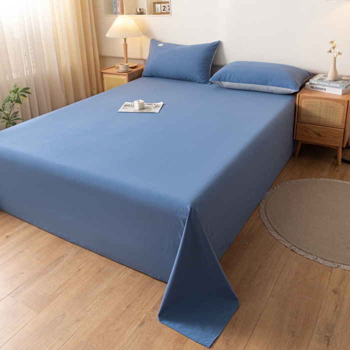 91家纺网 家纺一手货源 找家纺 AB家纺 2024新款A类40支水洗全棉床单三件套 宾利蓝