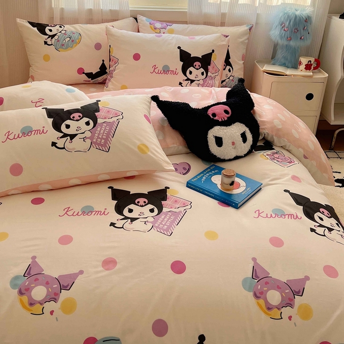 91家纺网 家纺一手货源 找家纺 星座家纺 2025新款40s全棉卡通印花四件套 甜心库洛米