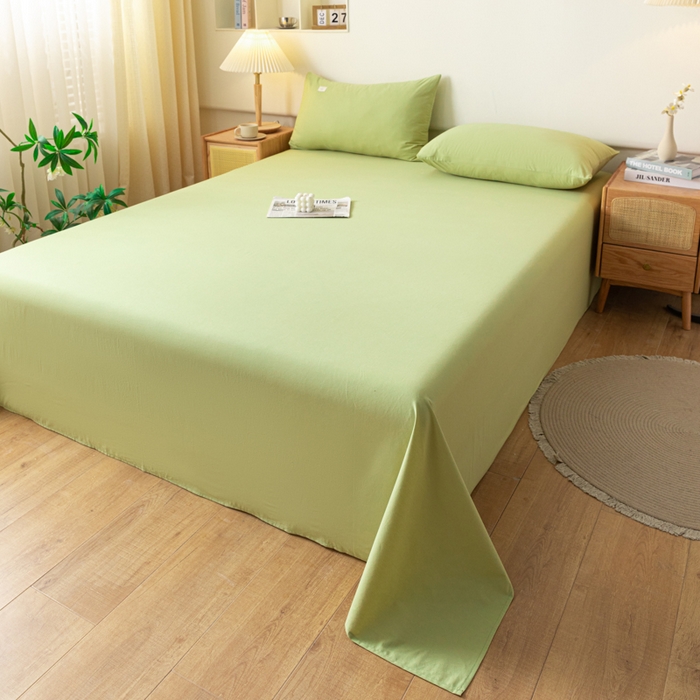 91家纺网 家纺一手货源 找家纺 AB家纺 2024新款A类40支水洗全棉床单三件套 橄榄绿