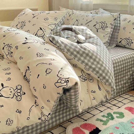 91家纺网 家纺一手货源 找家纺 星座家纺 2025新款40s全棉卡通印花四件套 开心帕恰狗