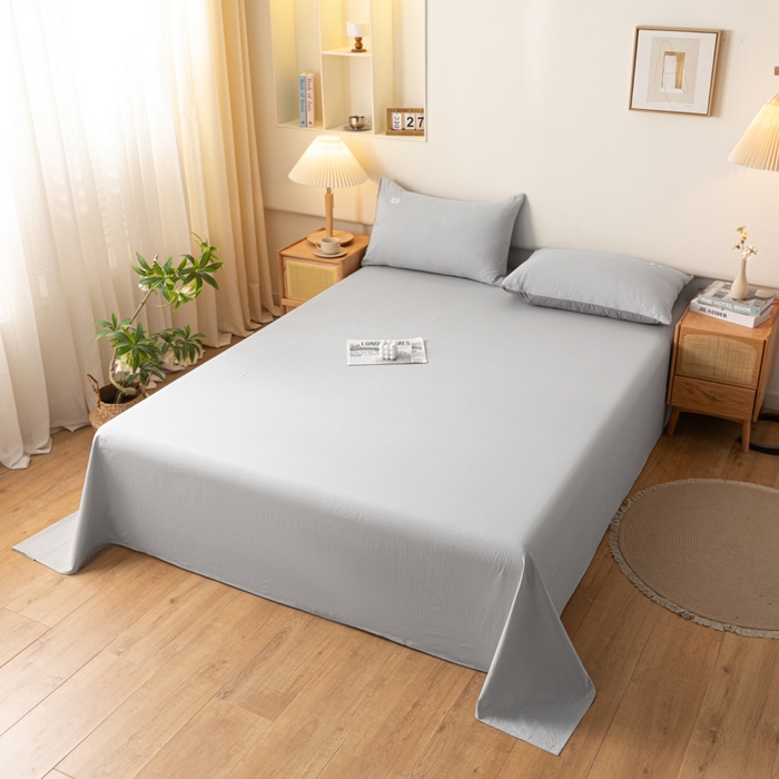 91家纺网 家纺一手货源 找家纺 AB家纺 2024新款A类40支水洗全棉床单三件套 浅灰