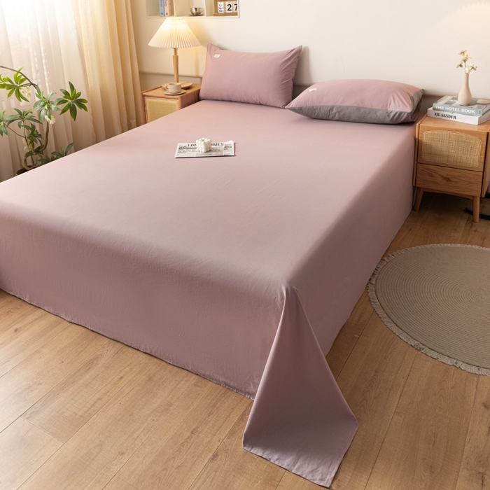 91家纺网 家纺一手货源 找家纺 AB家纺 2024新款A类40支水洗全棉床单三件套 豆沙