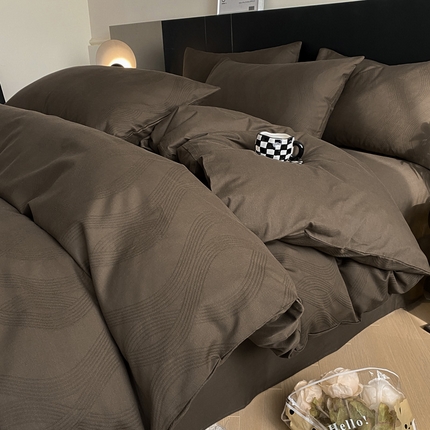 91家纺网 家纺一手货源 找家纺 （总）莱登卡奴 2024新款全棉A类水洗棉提花三层纱四件套