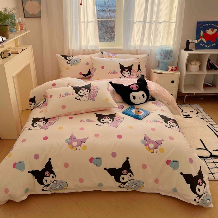 91家纺网 家纺一手货源 找家纺 星座家纺 2025新款40s全棉卡通印花四件套 甜心库洛米