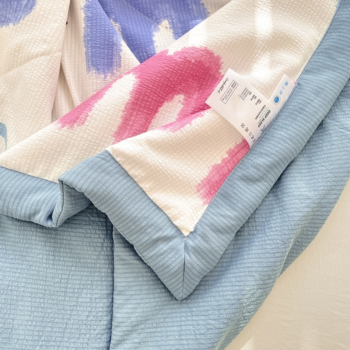 91家纺网 家纺一手货源 找家纺 金麦 2024新款A类有氧提花泡泡棉夏被 七彩兔