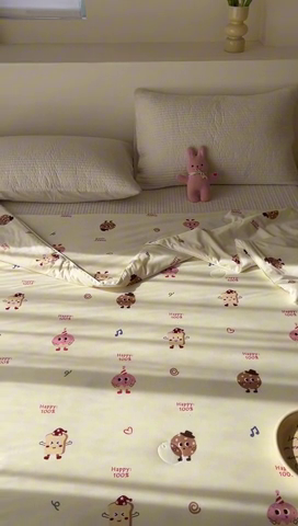 91家纺网 家纺一手货源 找家纺 木堇家居 2024新款10%大豆纤维针织棉夏被 曲奇饼干