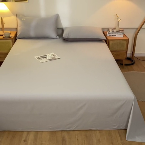 91家纺网 家纺一手货源 找家纺 AB家纺 2024新款A类40支水洗全棉床单三件套 浅灰