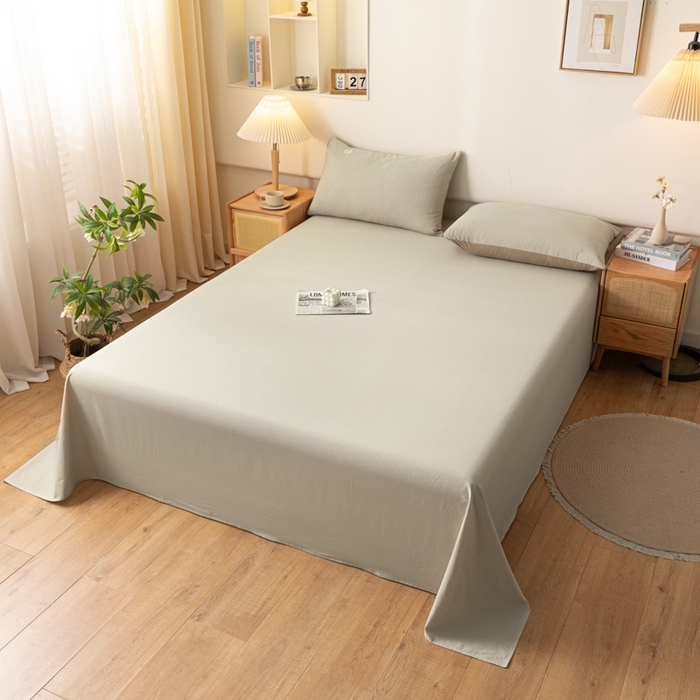 91家纺网 家纺一手货源 找家纺 AB家纺 2024新款A类40支水洗全棉床单三件套 卡其