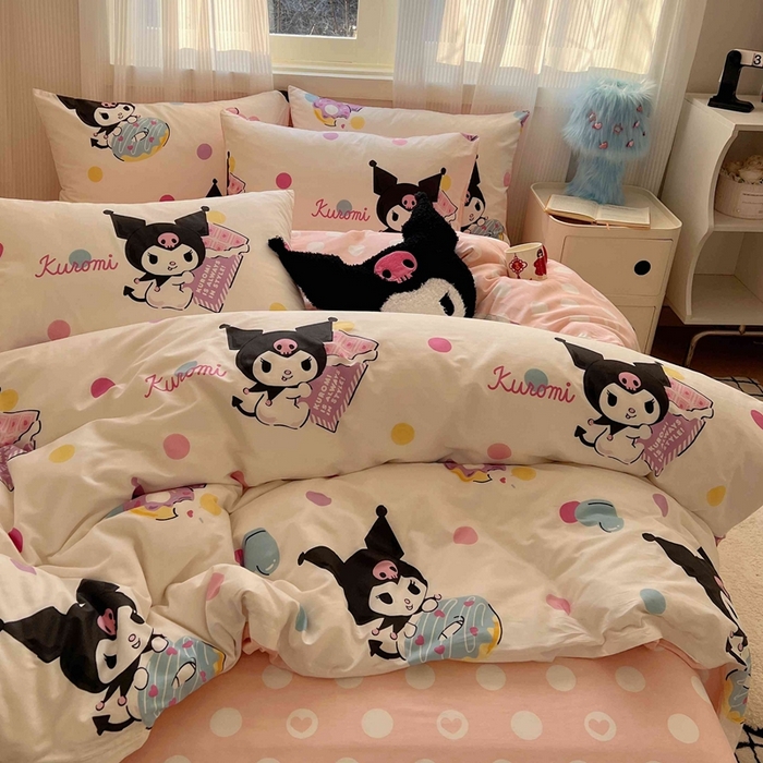 91家纺网 家纺一手货源 找家纺 星座家纺 2025新款40s全棉卡通印花四件套 甜心库洛米