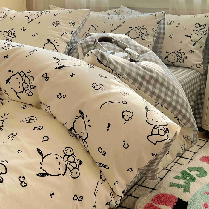 91家纺网 家纺一手货源 找家纺 星座家纺 2025新款40s全棉卡通印花四件套 开心帕恰狗