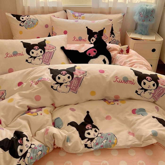 91家纺网 家纺一手货源 找家纺 星座家纺 2025新款40s全棉卡通印花四件套 甜心库洛米