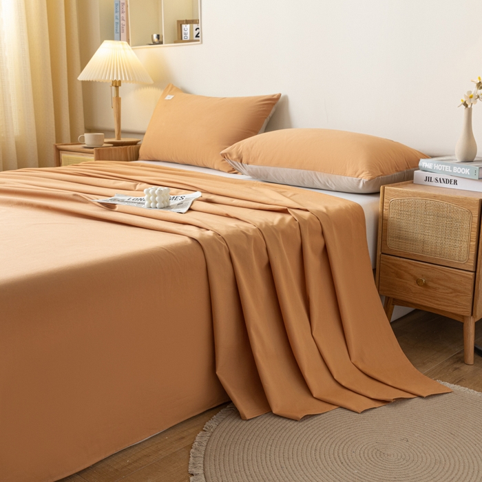 91家纺网 家纺一手货源 找家纺 AB家纺 2024新款A类40支水洗全棉床单三件套 西柚